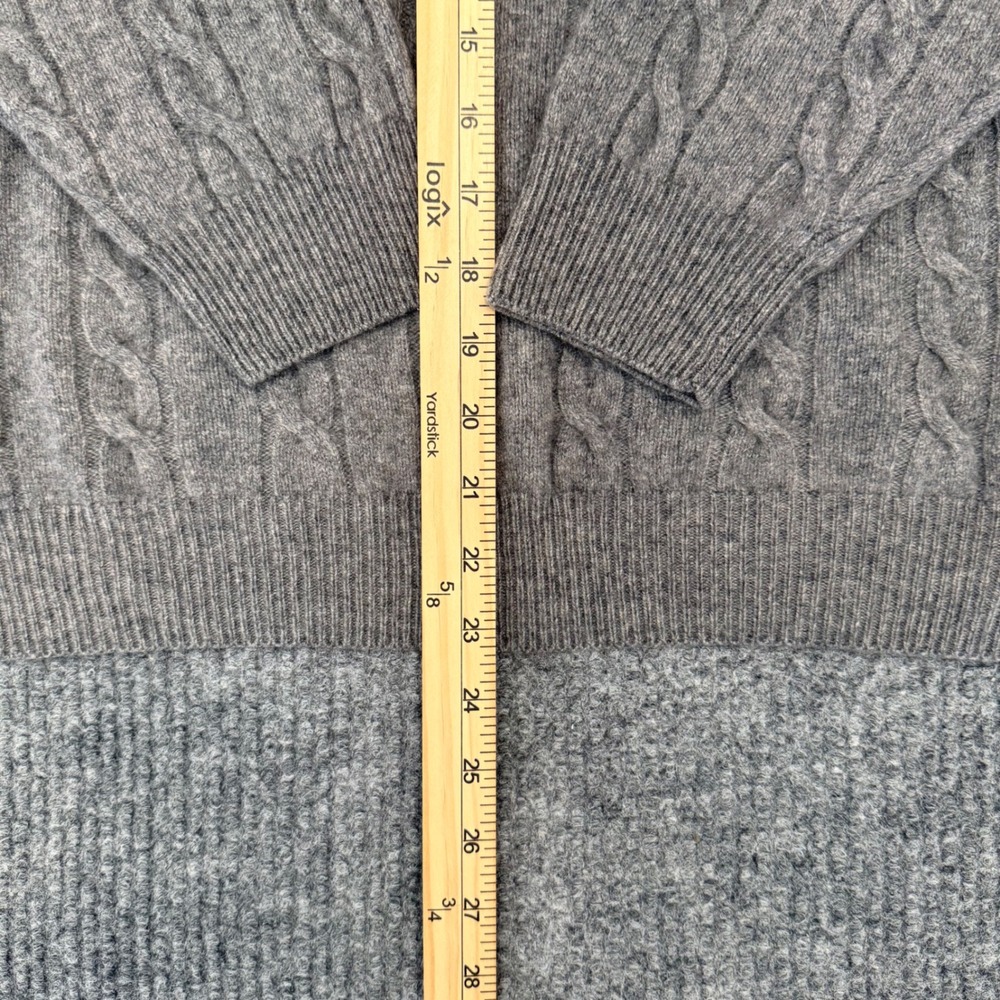 Allen Solly Gray 100% 2 Ply Cashmere Cable Knit Crewneck Sweater Mens Large - Picture 5 of 8
